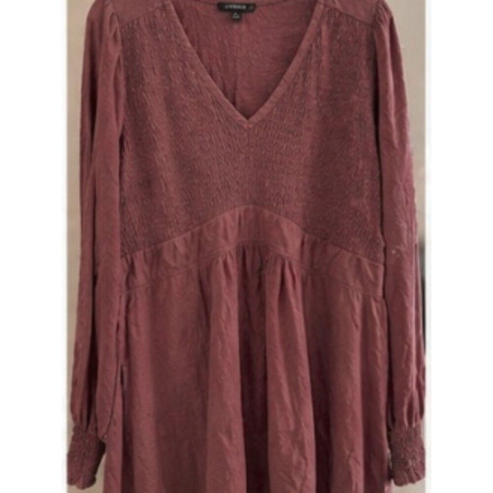 #089 - Torrid Long Sleeve Dusty Rose Baby doll Tunic Top – Size 2